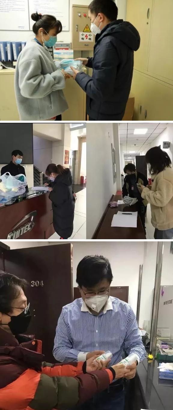 發放防護物資：口罩、手套、消毒液、洗手液